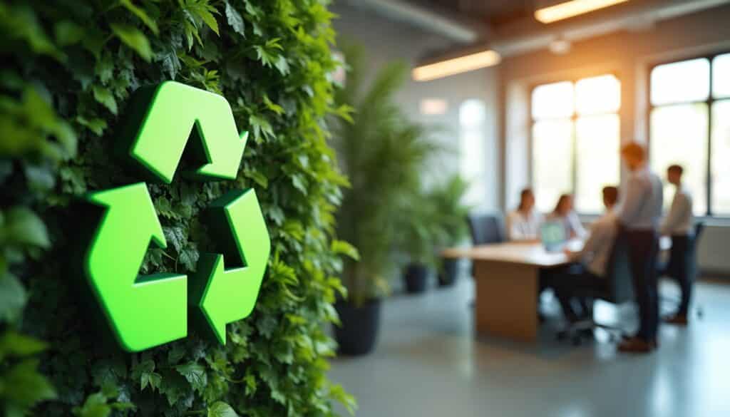 Recycling-Logo im nachhaltigen Büroambiente | LWL Stecker